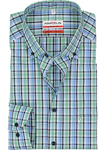 MARVELIS modern fit overhemd, mouwlengte 7, blauw met groen en wit geruit