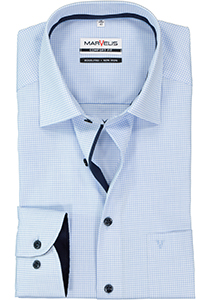 MARVELIS comfort fit overhemd, lichtblauw met wit geruit (contrast)