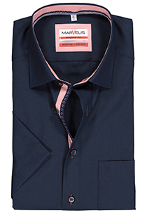 MARVELIS modern fit overhemd, korte mouw, donkerblauw (contrast)