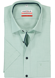 MARVELIS modern fit overhemd, korte mouw, groen met wit geruit (contrast)