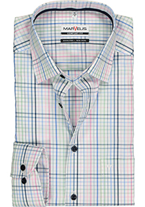 MARVELIS comfort fit overhemd, wit, roze, blauw en groen geruit (contrast)