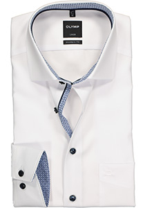 OLYMP Luxor modern fit overhemd, mouwlengte 7, wit (contrast)