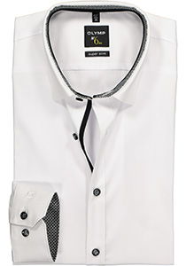 OLYMP No. Six super slim fit overhemd, wit (zwart contrast)
