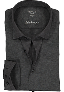 OLYMP Luxor 24/Seven modern fit overhemd, antraciet grijs tricot