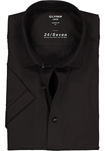 OLYMP Luxor 24/Seven modern fit overhemd, korte mouw, zwart tricot