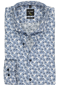 OLYMP No. 6 Six super slim fit overhemd, blauw met wit dessin