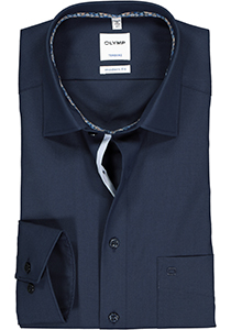 OLYMP Tendenz modern fit overhemd, blauw poplin (contrast)
