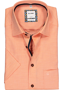 OLYMP Luxor comfort fit overhemd, korte mouw, oranje structuur (contrast)