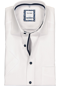 OLYMP Luxor comfort fit overhemd, korte mouw, wit structuur (contrast)