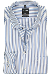OLYMP Luxor modern fit overhemd, mouwlengte 7, wit met licht- en donkerblauw gestreept
