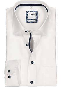 OLYMP Luxor comfort fit overhemd, mouwlengte 7, wit structuur (contrast)