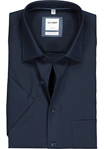 OLYMP Luxor comfort fit overhemd, korte mouw, donkerblauw poplin