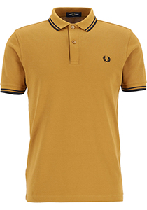 Fred Perry M3600 polo twin tipped shirt, heren polo, Dark Caramel / Black / Black