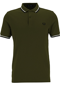 Fred Perry M3600 polo twin tipped shirt, heren polo, Military Green / Ecru / Navy