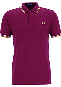 Fred Perry M3600 polo twin tipped shirt, heren polo, Tawny Port / Ecru / Gold
