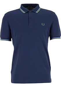 Fred Perry M3600 polo twin tipped shirt, heren polo, Dark Carbon / Ash Blue / Pistachio