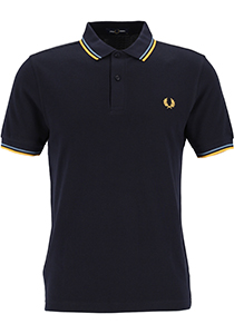 Fred Perry M3600 polo twin tipped shirt, heren polo, Navy / Ashblue / Gold