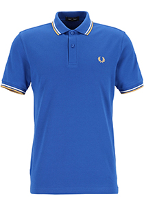 Fred Perry M3600 polo twin tipped shirt, heren polo, Mid Blue / Snow White / 1964 Gold