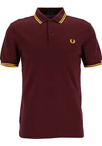 Fred Perry M3600 polo twin tipped shirt, heren polo, Mahogany / Maize / Maize
