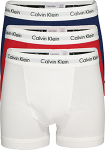 Calvin Klein trunks (3-pack), heren boxers normale lengte, rood, wit en blauw