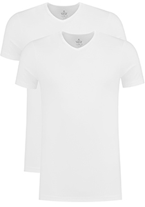 VENT strak model T-shirt V-hals (2-pack), wit 