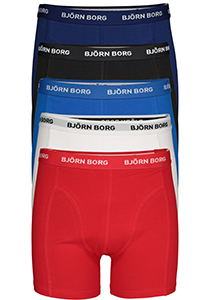 Bjorn Borg boxershorts Essential (5-pack), heren boxers normale lengte, zwart, rood, wit, blauw en kobalt blauw