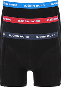 Bjorn Borg boxershorts Essential (3-pack), heren boxers normale lengte, zwart met gekleurde tailleband