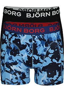 Bjorn Borg Cotton Stretch Shorts (2-pack), heren boxers normale lengte, zwart en print