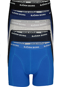 Bjorn Borg boxershorts Essential (5-pack), heren boxers normale lengte, zwart, donkerblauw, blauw, kobaltblauw en grijs