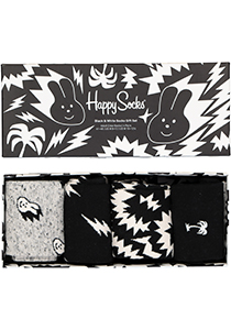 Happy Socks Black & White Socks Gift Set (4-pack), altijd goed, zwart met wit