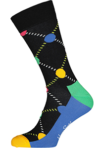 Happy Socks Argyle Dot Sock, zwart geruit met kleurtjes