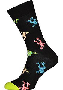 Happy Socks Frog Sock, zwarte sok met gekleurde kikkers