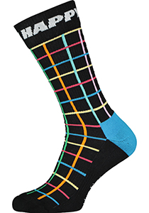 Happy Socks Color Grid Crew Sock, zwart met kleurtjes geruit