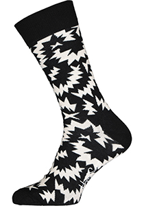 Happy Socks Zigzag Sock, zwart met wit