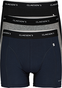 Claesen's Basics boxers (3-pack), heren boxers lang, zwart, grijs en blauw