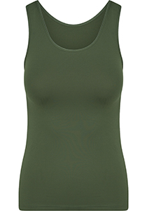 RJ Bodywear Pure Color dames top (1-pack), hemdje met brede banden, donkergroen
