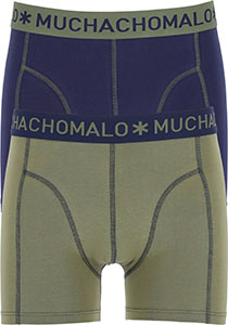 Muchachomalo boxershorts (2-pack), heren boxers normale lengte, blauw en olijfgroen