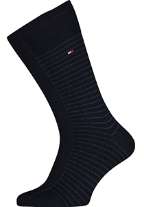 Tommy Hilfiger Small Stripe Socks (2-pack), herensokken katoen, uni en gestreept, donkerblauw