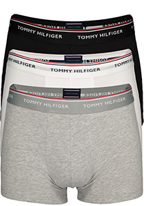 Tommy Hilfiger trunks (3-pack), heren boxers normale lengte, zwart, wit en grijs