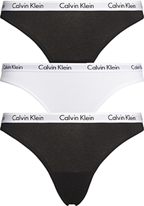 Calvin Klein dames strings (3-pack), zwart, wit, zwart