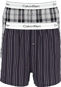 Calvin Klein Modern Cotton Slim Fit Boxer (2-pack), wijde boxers katoen, gestreept en geruit