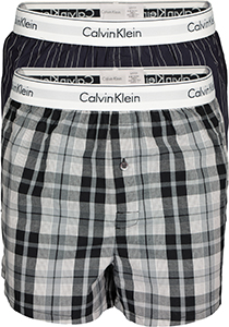 Calvin Klein Modern Cotton Slim Fit Boxer (2-pack), wijde boxers katoen, gestreept en geruit