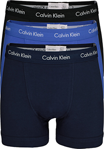 Calvin Klein trunks (3-pack), heren boxers normale lengte, kobalt, navy en zwart