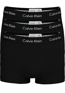 Calvin Klein low rise trunks (3-pack), lage heren boxers kort, zwart met zwarte tailleband
