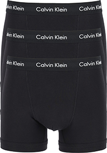 Calvin Klein trunks (3-pack), heren boxers normale lengte, zwart met zwarte band