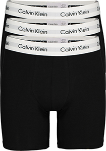 Calvin Klein Cotton Stretch boxer brief (3-pack), heren boxers extra lang, zwart met witte tailleband  