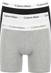 Calvin Klein Cotton Stretch boxer brief (3-pack), heren boxers extra lang, zwart, wit en grijs