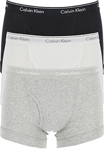 Calvin Klein trunks (3-pack), heren boxer normale lengte met gulp, zwart, wit, grijs