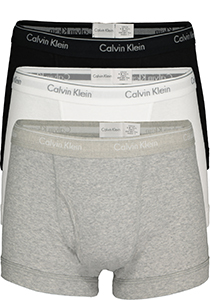 Calvin Klein trunks (3-pack), heren boxer normale lengte met gulp, zwart, wit, grijs