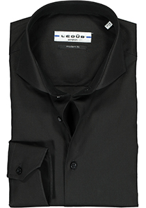 Ledub modern fit overhemd, zwart stretch